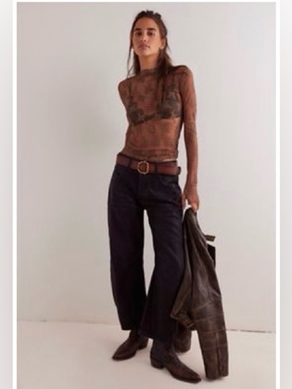 Free People We The Free Good Luck Coated Barrel Jeans